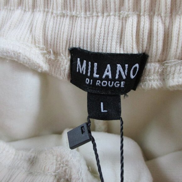 Milano Di Rouge Shorts Adult Large Cream Faris Sherpa Teddy Pile Fleece Lounge - Picture 6 of 11